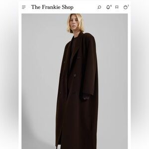 FRANKIE SHOP ‘GAIA DOUBLE BREASTED COAT’ in dark brown, size XXS